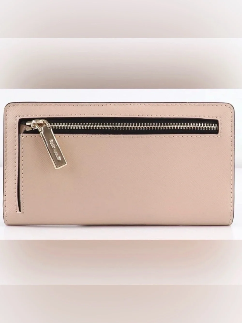 kate spade black and blush pink leather continental wallet